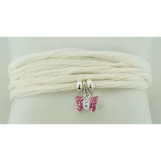 Butterfly (pink) mit Seidenarmband/Halskette 